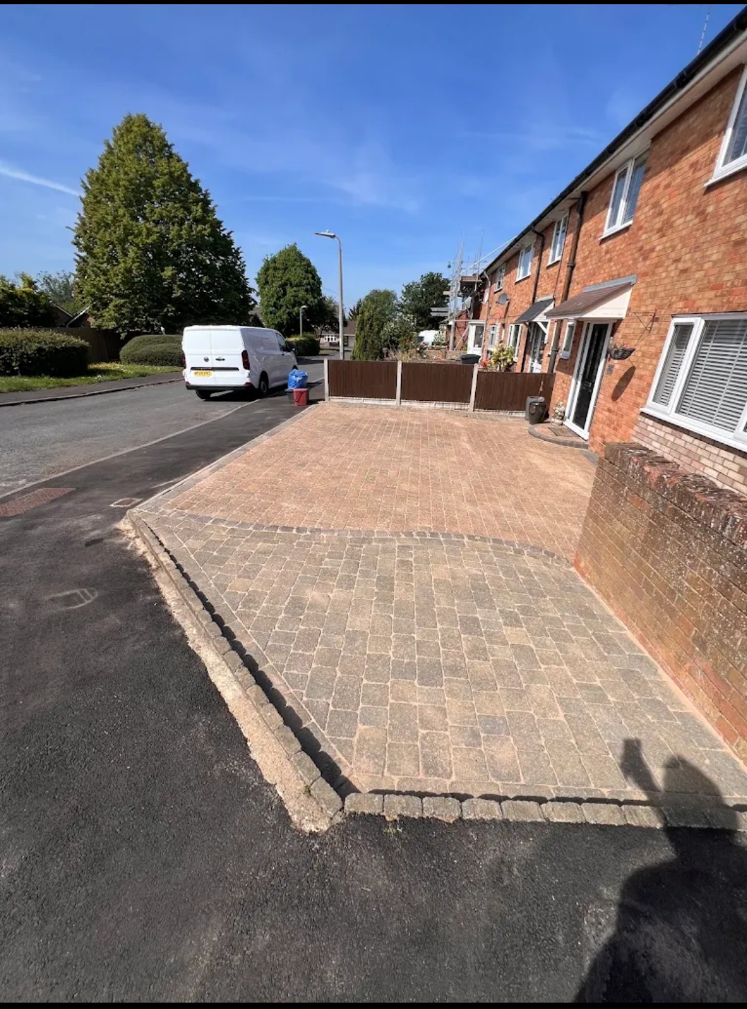 Restored block paving driveway in Stevenage on a sunny day