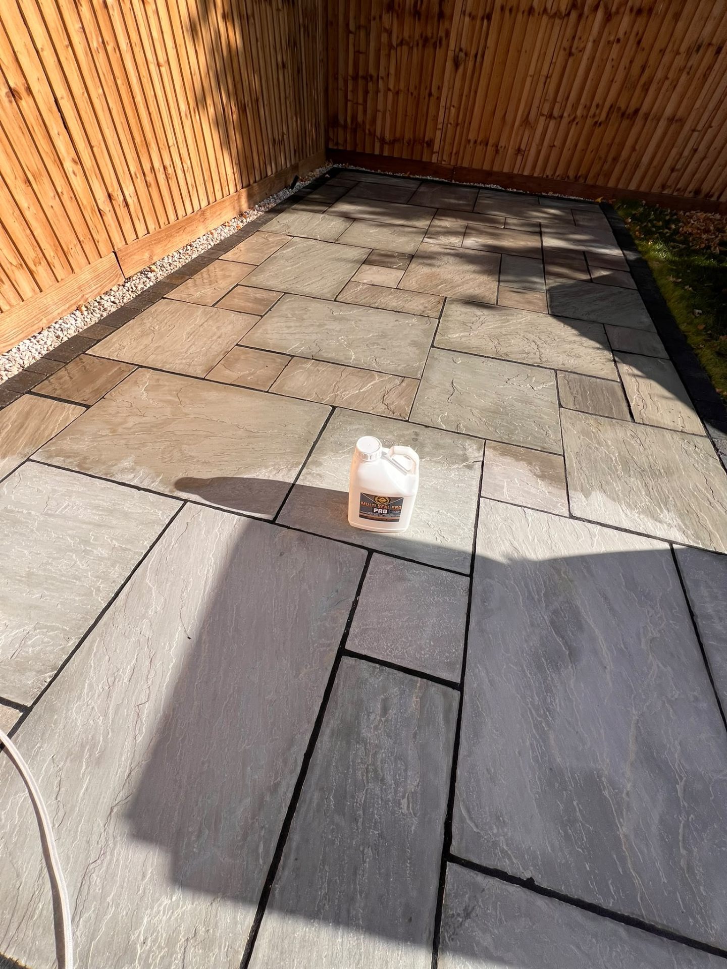 Clean patio being prepared for protective sealing