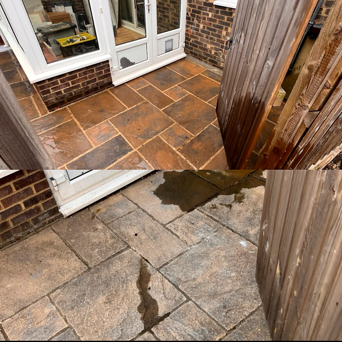 Sandstone patio cleaned and restored