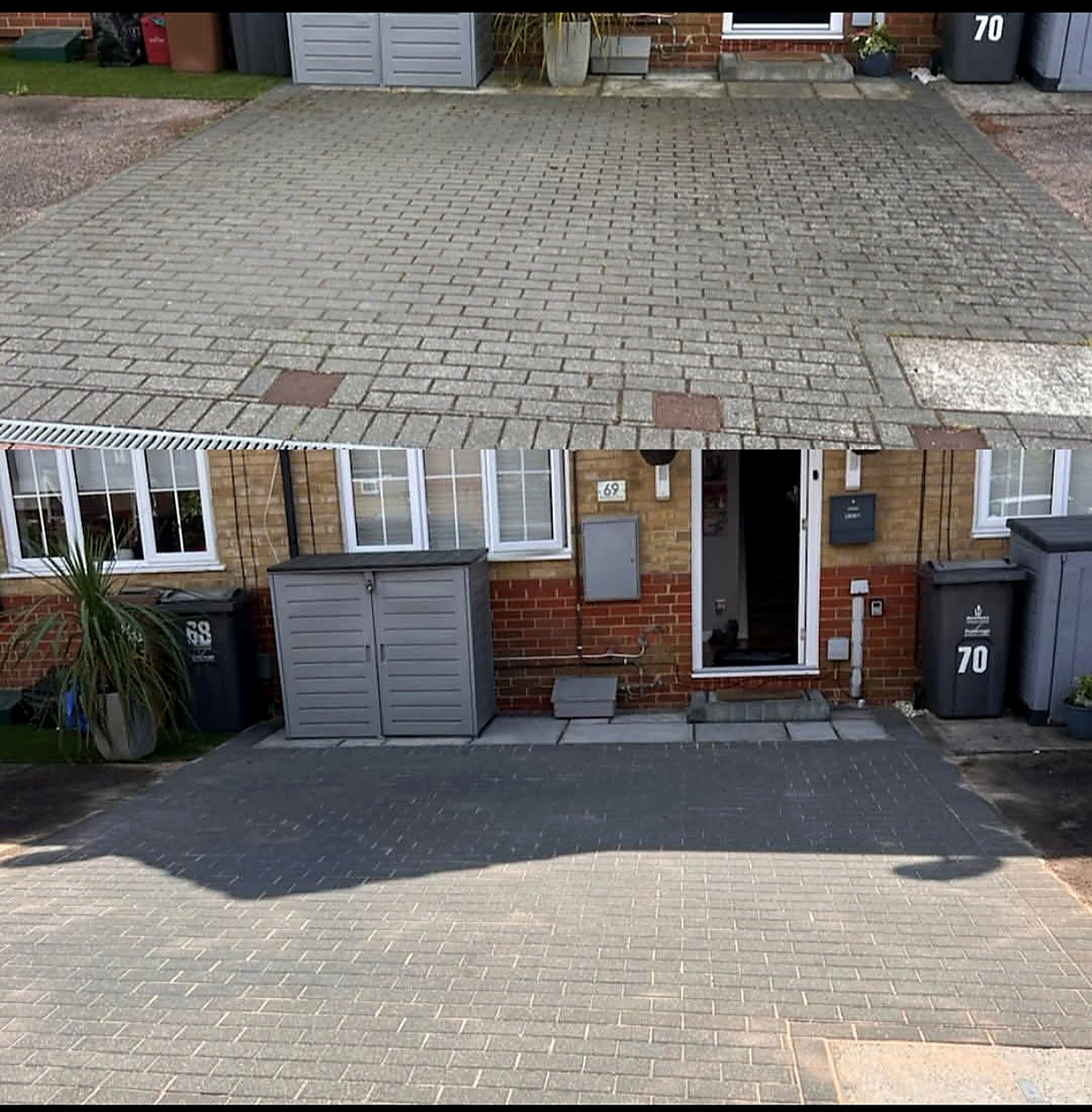 Driveway restored to like-new condition after a deep clean